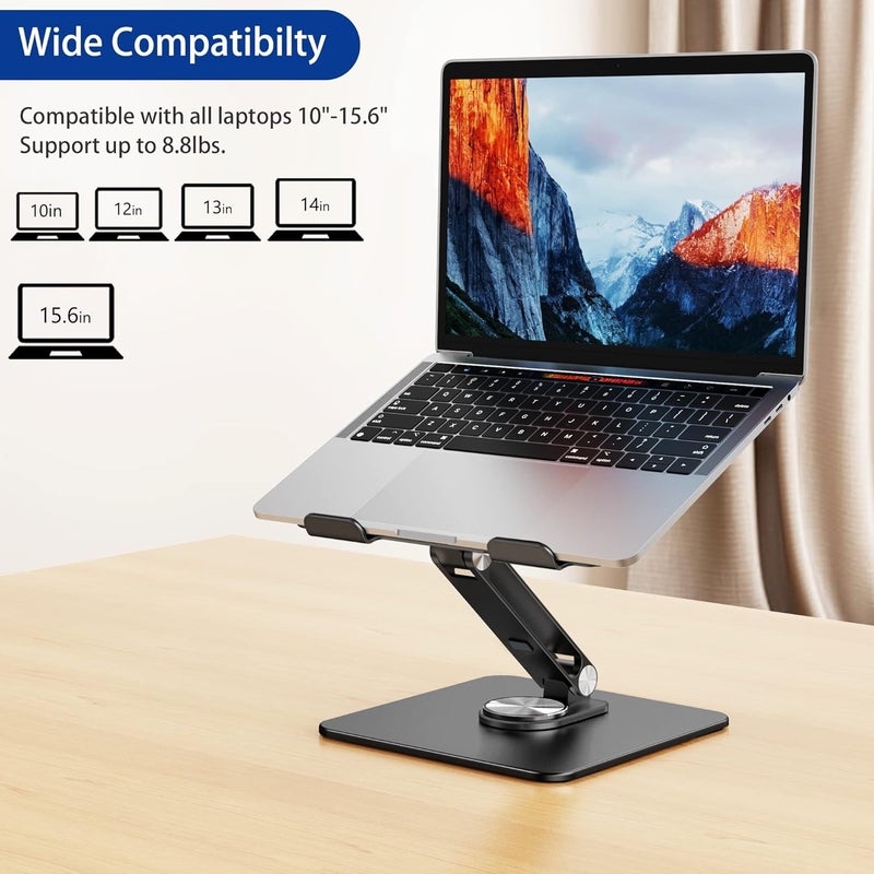 BESIGN LSX7 Laptop Stand with 360 Rotating Base, Ergonomic Adjustable Notebook Riser Holder Compatible with Air, Pro, Dell, HP, Lenovo More 10-15.6" Laptops (Black) - Image 3